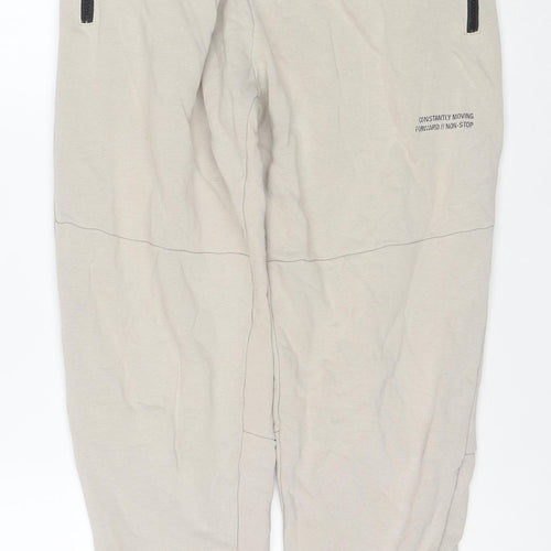 Zara Men Beige Jogger Trousers S Regular Fit Knit Elastic Waist