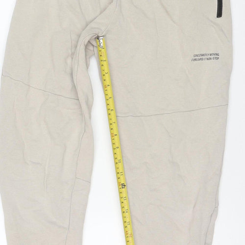 Zara Men Beige Jogger Trousers S Regular Fit Knit Elastic Waist