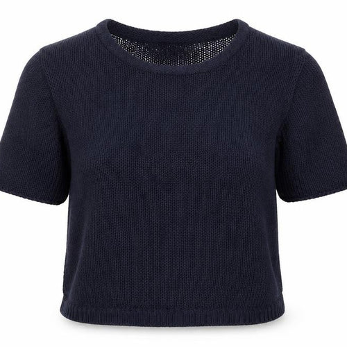 H&M Womens Navy Blue XS Short Sleeve Knit Jumper
