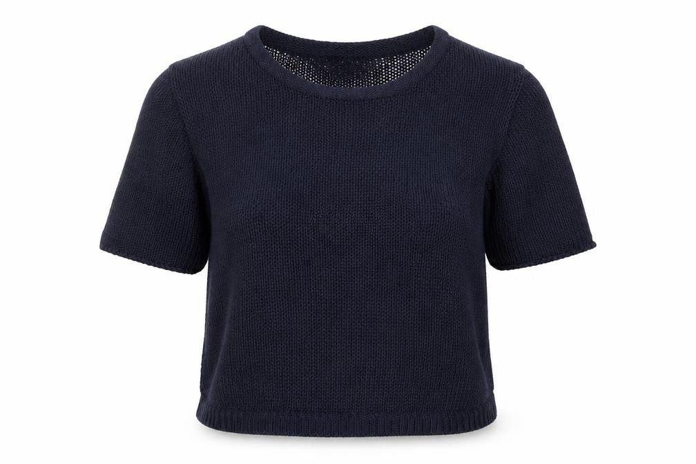 H&M Womens Navy Blue XS Short Sleeve Knit Jumper