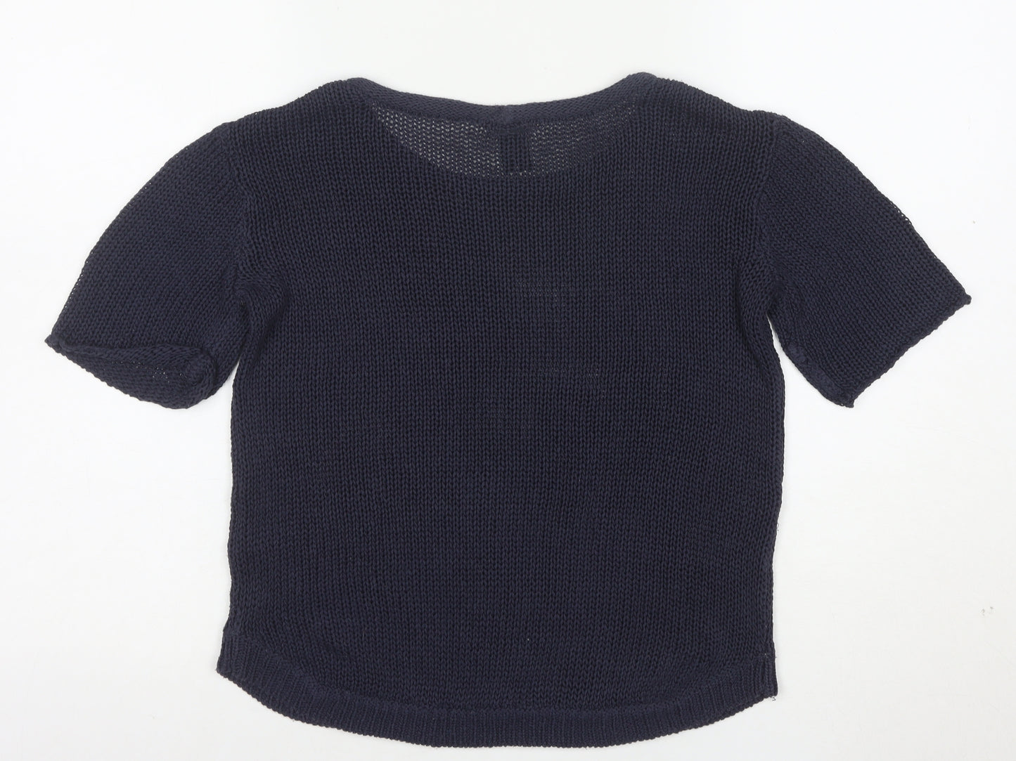 H&M Womens Navy Blue XS Short Sleeve Knit Jumper