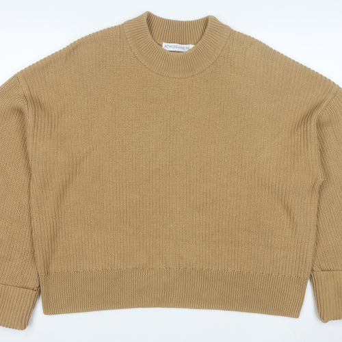 Atmos & Here Womens Beige Knit Crew Neck Jumper Size M