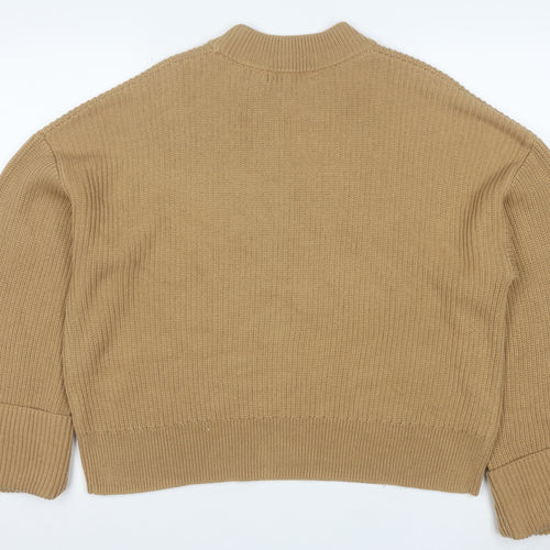 Atmos & Here Womens Beige Knit Crew Neck Jumper Size M