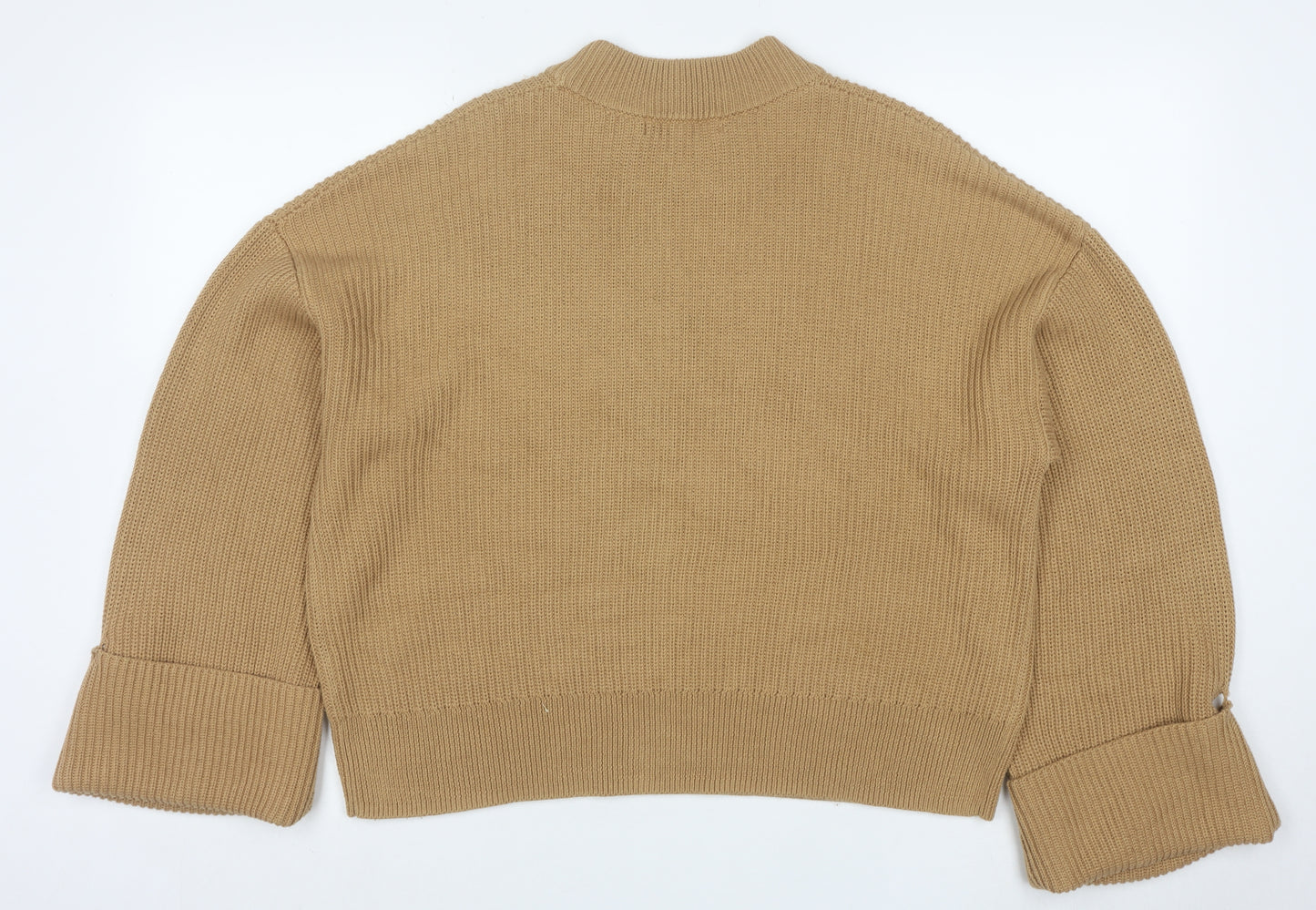 Atmos & Here Womens Beige Knit Crew Neck Jumper Size M