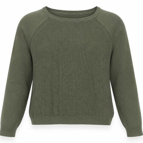MANGO Womens Green Cotton Crew Neck Long Sleeve Pullover Jumper Size S