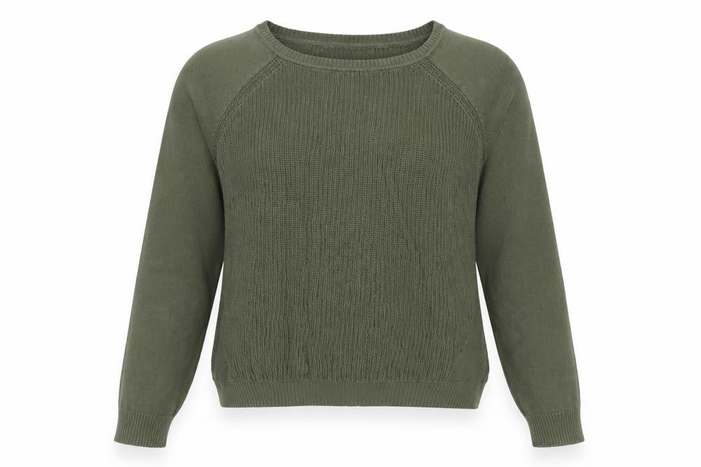 MANGO Womens Green Cotton Crew Neck Long Sleeve Pullover Jumper Size S