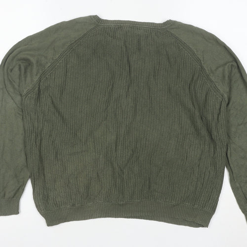 MANGO Womens Green Cotton Crew Neck Long Sleeve Pullover Jumper Size S
