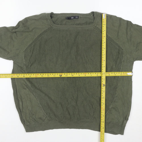MANGO Womens Green Cotton Crew Neck Long Sleeve Pullover Jumper Size S