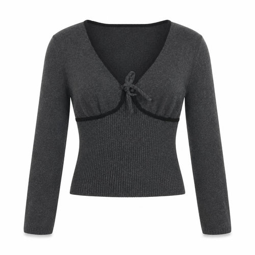Urban Outfitters Women’s Grey Wool Knit V-Neck Puff Sleeve Cardigan M