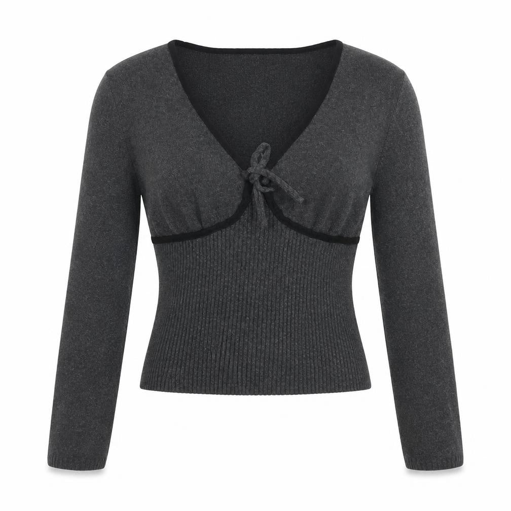Urban Outfitters Women’s Grey Wool Knit V-Neck Puff Sleeve Cardigan M