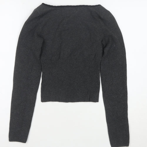 Urban Outfitters Women’s Grey Wool Knit V-Neck Puff Sleeve Cardigan M