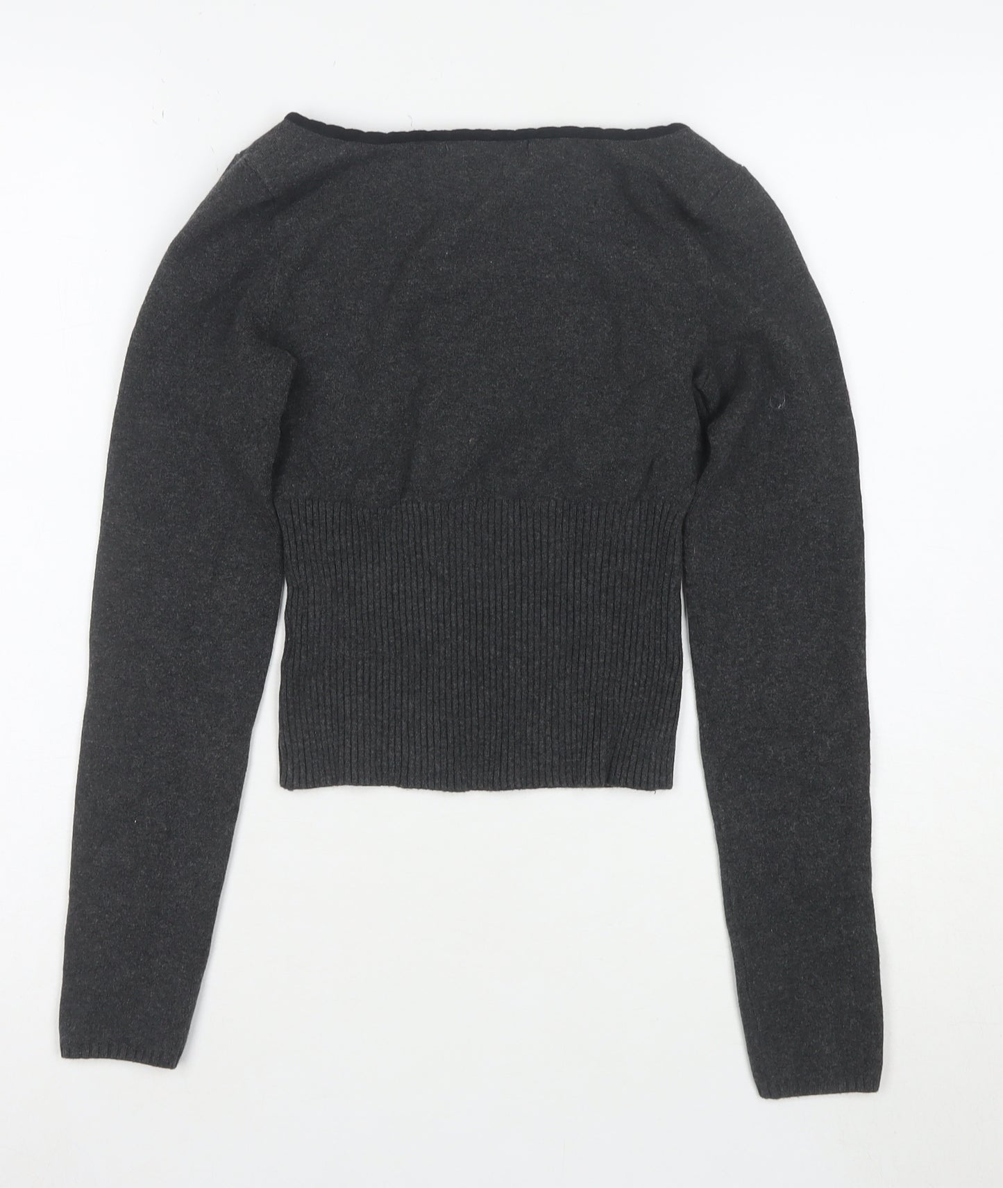 Urban Outfitters Women’s Grey Wool Knit V-Neck Puff Sleeve Cardigan M