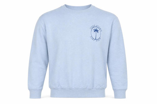 Front view of Quiet Storm Men's Blue Crew Neck Pullover Sweatshirt, size S