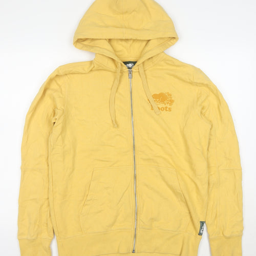 Roots Men's Yellow Full Zip Hoodie Size S Cotton Blend