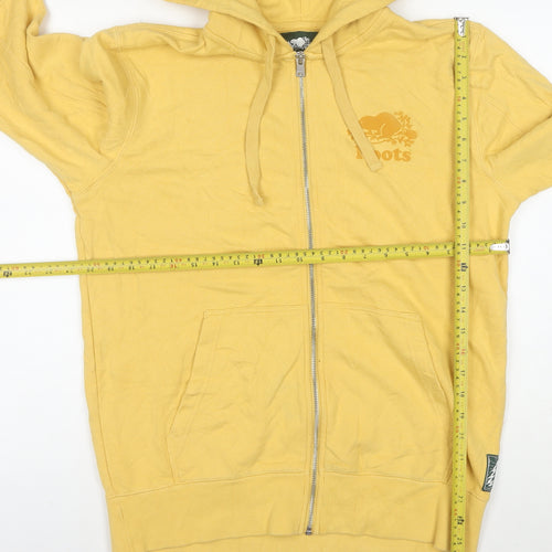 Roots Men's Yellow Full Zip Hoodie Size S Cotton Blend