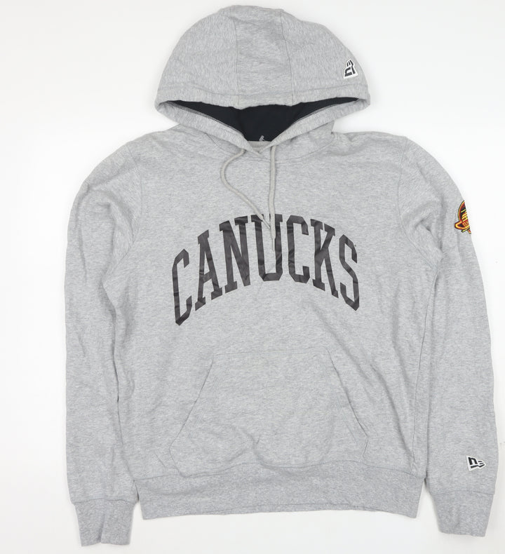 New Era Men’s Grey Canucks Pullover Hoodie Size M Sports Logo
