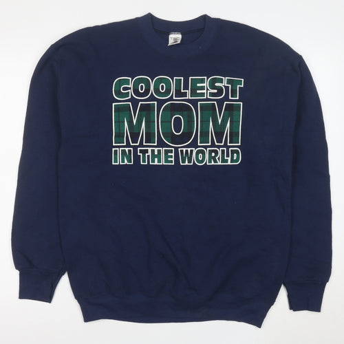 Fruit of the Loom Blue Funny Graphic Unisex L Pullover Sweatshirt