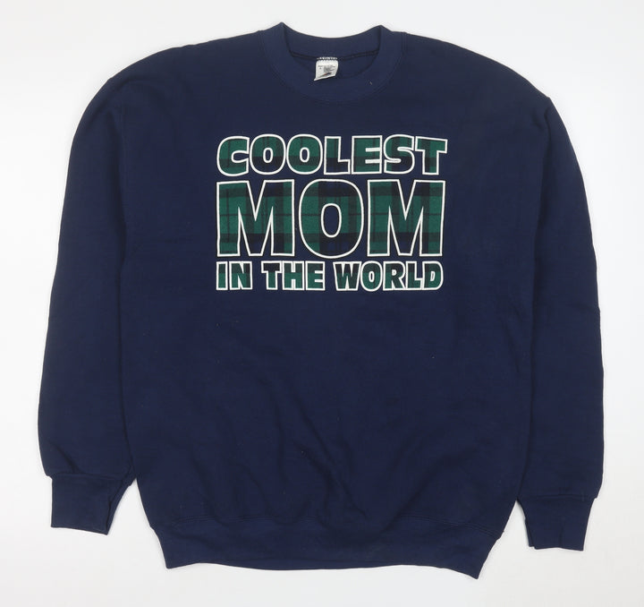 Fruit of the Loom Blue Funny Graphic Unisex L Pullover Sweatshirt