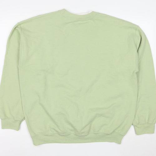 Gildan Women Green Beaded Pullover Sweatshirt L Cotton Blend