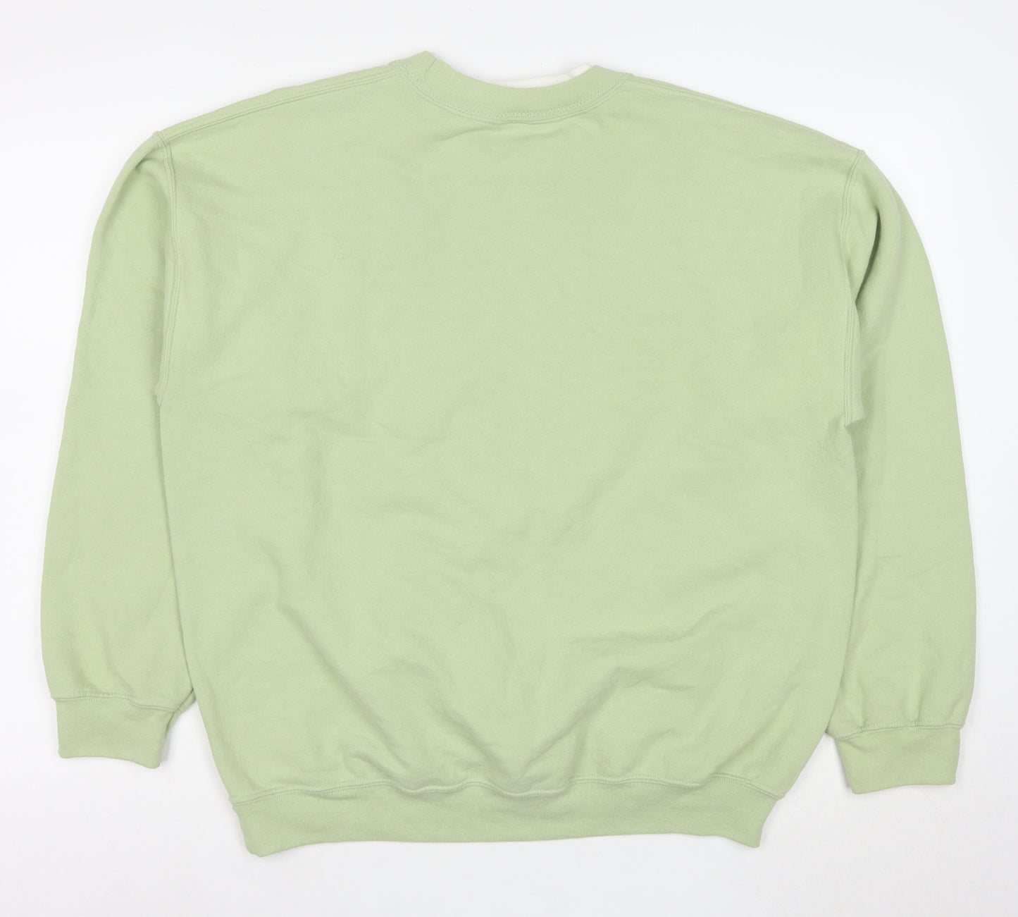 Gildan Women Green Beaded Pullover Sweatshirt L Cotton Blend