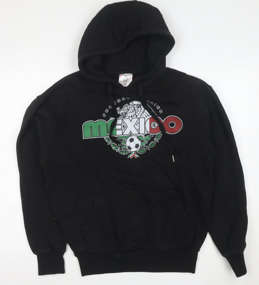 DSY Mens Black Mexico Football Graphic Pullover Hoodie M