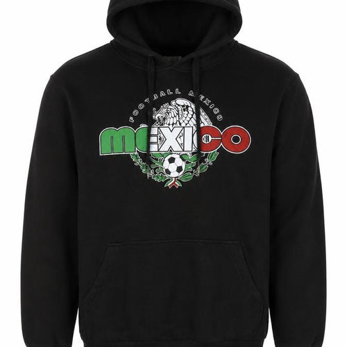 DSY Mens Black Mexico Football Graphic Pullover Hoodie M
