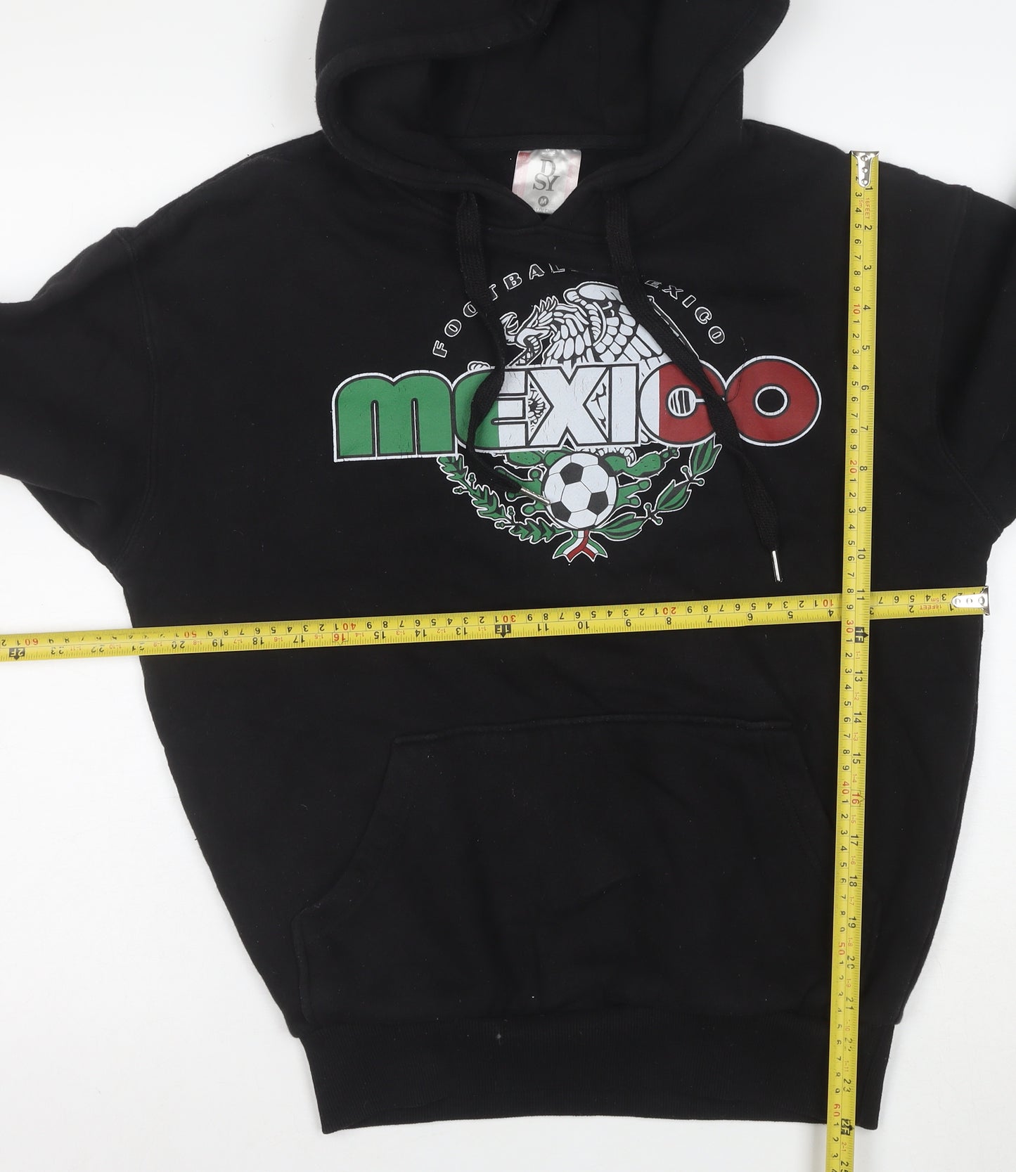 DSY Mens Black Mexico Football Graphic Pullover Hoodie M