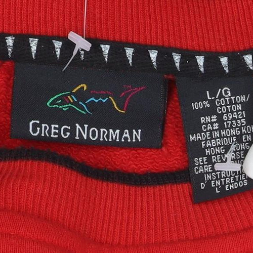 Greg Norman Men's Red Cotton Crew Neck Pullover Sweatshirt L