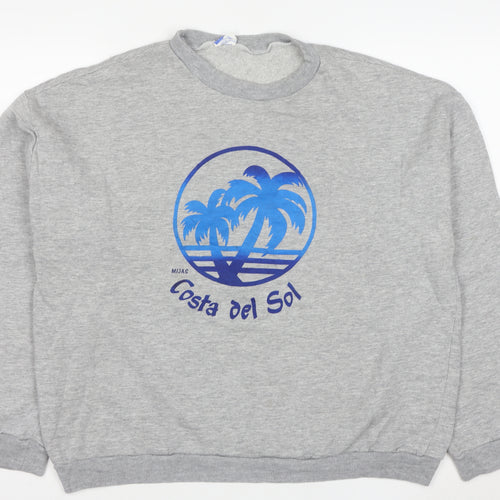 Yazzarmt Men's Grey Costa del Sol Graphic Sweatshirt Size S Crew Neck