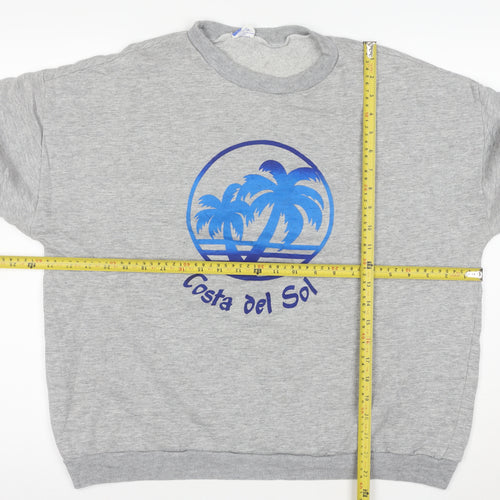 Yazzarmt Men's Grey Costa del Sol Graphic Sweatshirt Size S Crew Neck