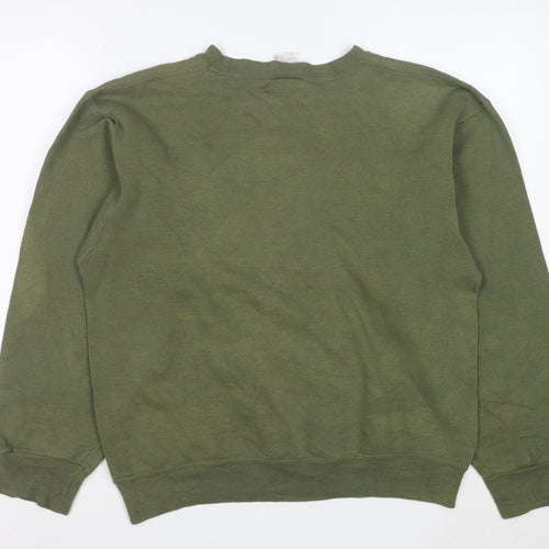 Soffe Women Green Small Crew Neck USMC Military Print Sweatshirt