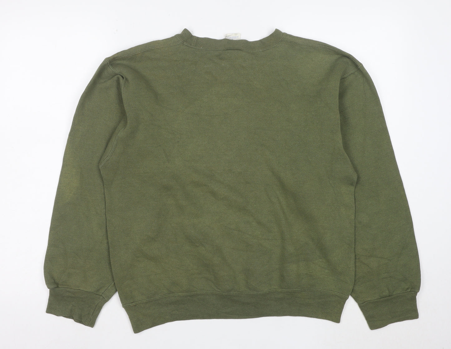 Soffe Women Green Small Crew Neck USMC Military Print Sweatshirt