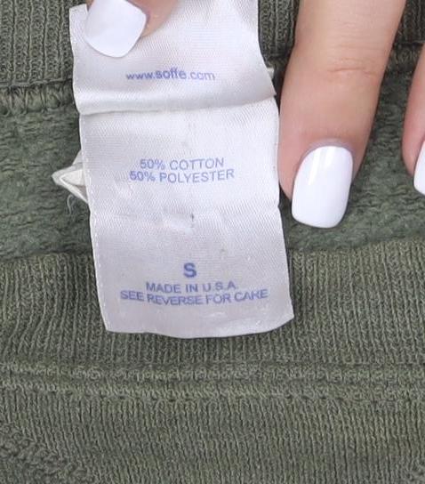 Soffe Women Green Small Crew Neck USMC Military Print Sweatshirt