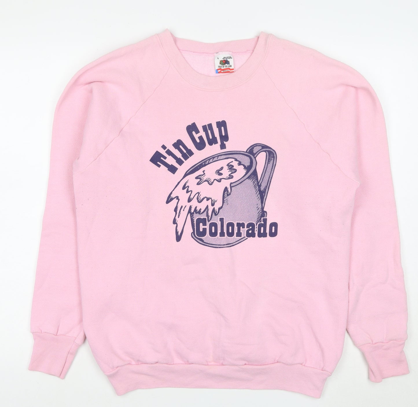 Fruit of the Loom Women Pink Tin Cup Colorado Pullover Sweatshirt L