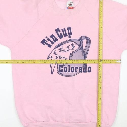 Fruit of the Loom Women Pink Tin Cup Colorado Pullover Sweatshirt L