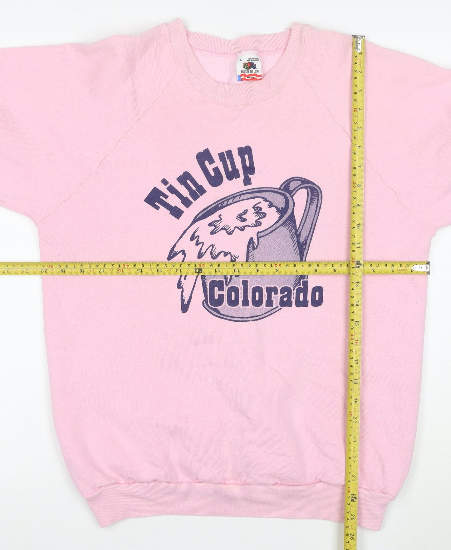 Fruit of the Loom Women Pink Tin Cup Colorado Pullover Sweatshirt L
