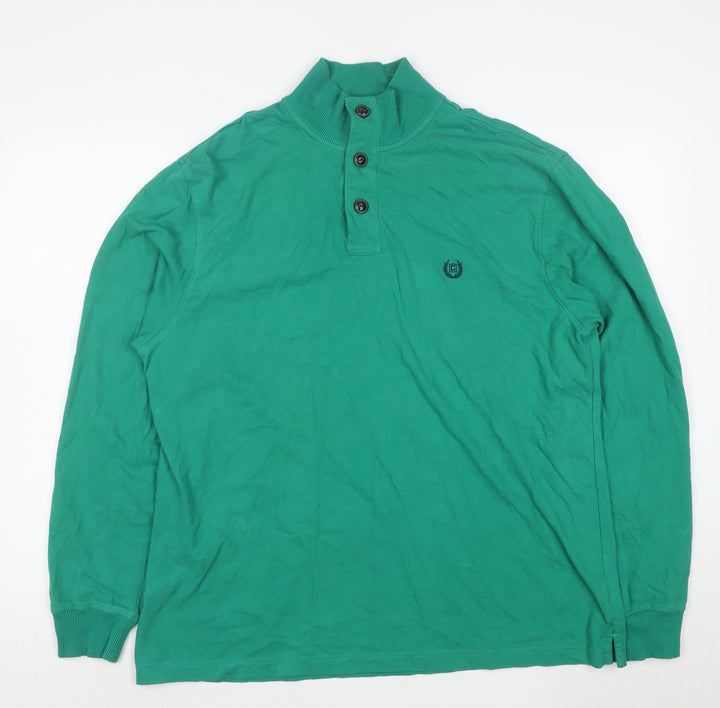 Chaps Men's Green XL Henley Sweatshirt Long Sleeve Cotton