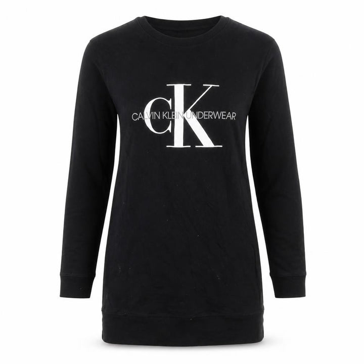 Calvin Klein Women Black Cotton Long Sleeve T-Shirt Dress S