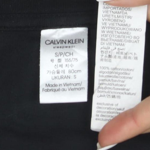 Calvin Klein Women Black Cotton Long Sleeve T-Shirt Dress S
