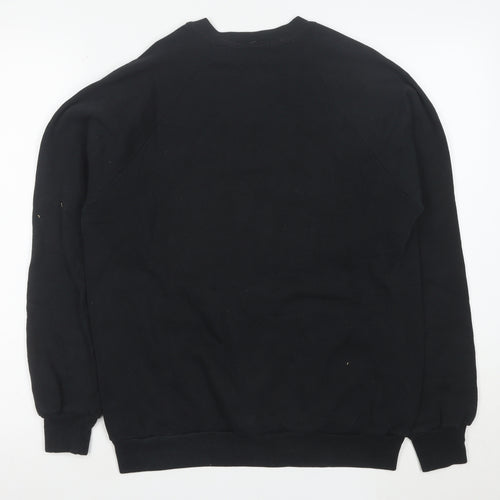 Morning Sun Unisex Black L Pullover Floral Embroidered Sweatshirt