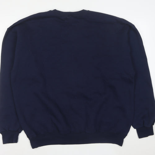 Soffe Men’s Navy Blue XL Crew Neck Pullover Sweatshirt Navy Dad Graphic