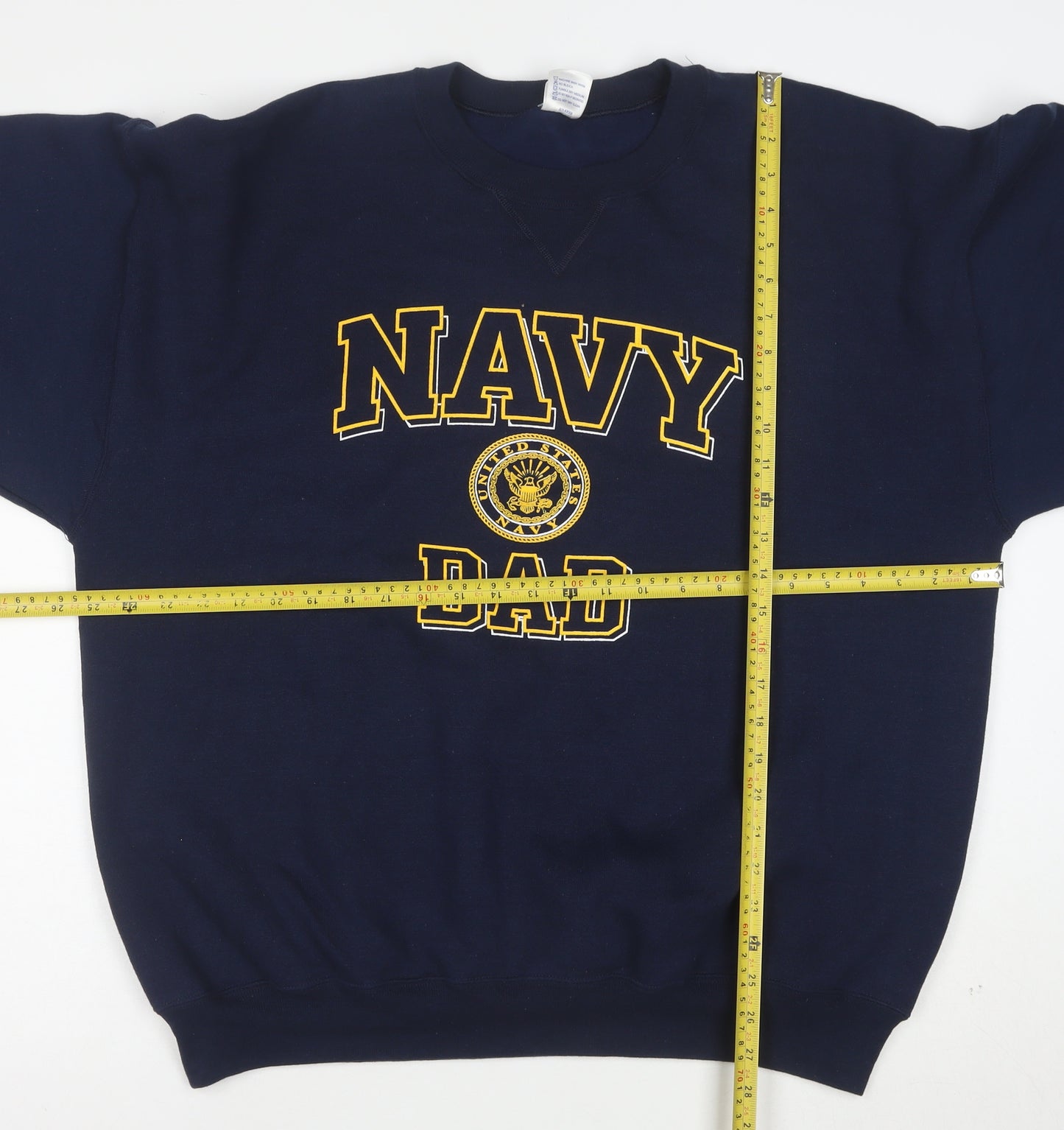 Soffe Men’s Navy Blue XL Crew Neck Pullover Sweatshirt Navy Dad Graphic