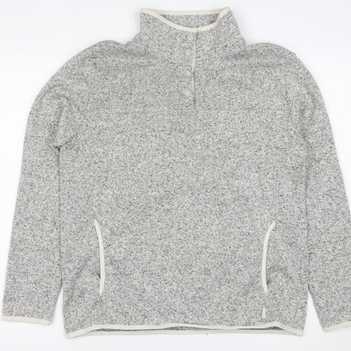 Eddie Bauer Mens Grey Fleece Henley Sweatshirt Size L