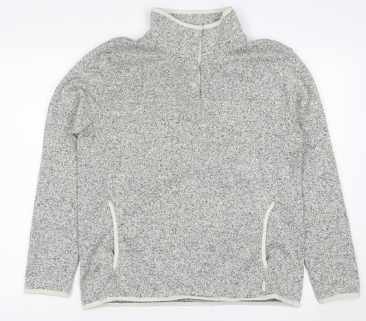 Eddie Bauer Mens Grey Fleece Henley Sweatshirt Size L