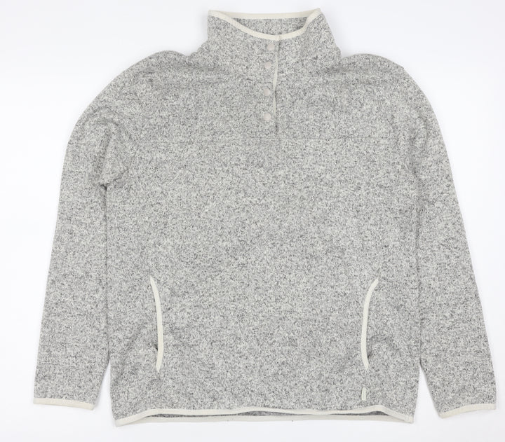 Eddie Bauer Mens Grey Fleece Henley Sweatshirt Size L