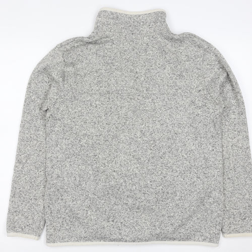 Eddie Bauer Mens Grey Fleece Henley Sweatshirt Size L