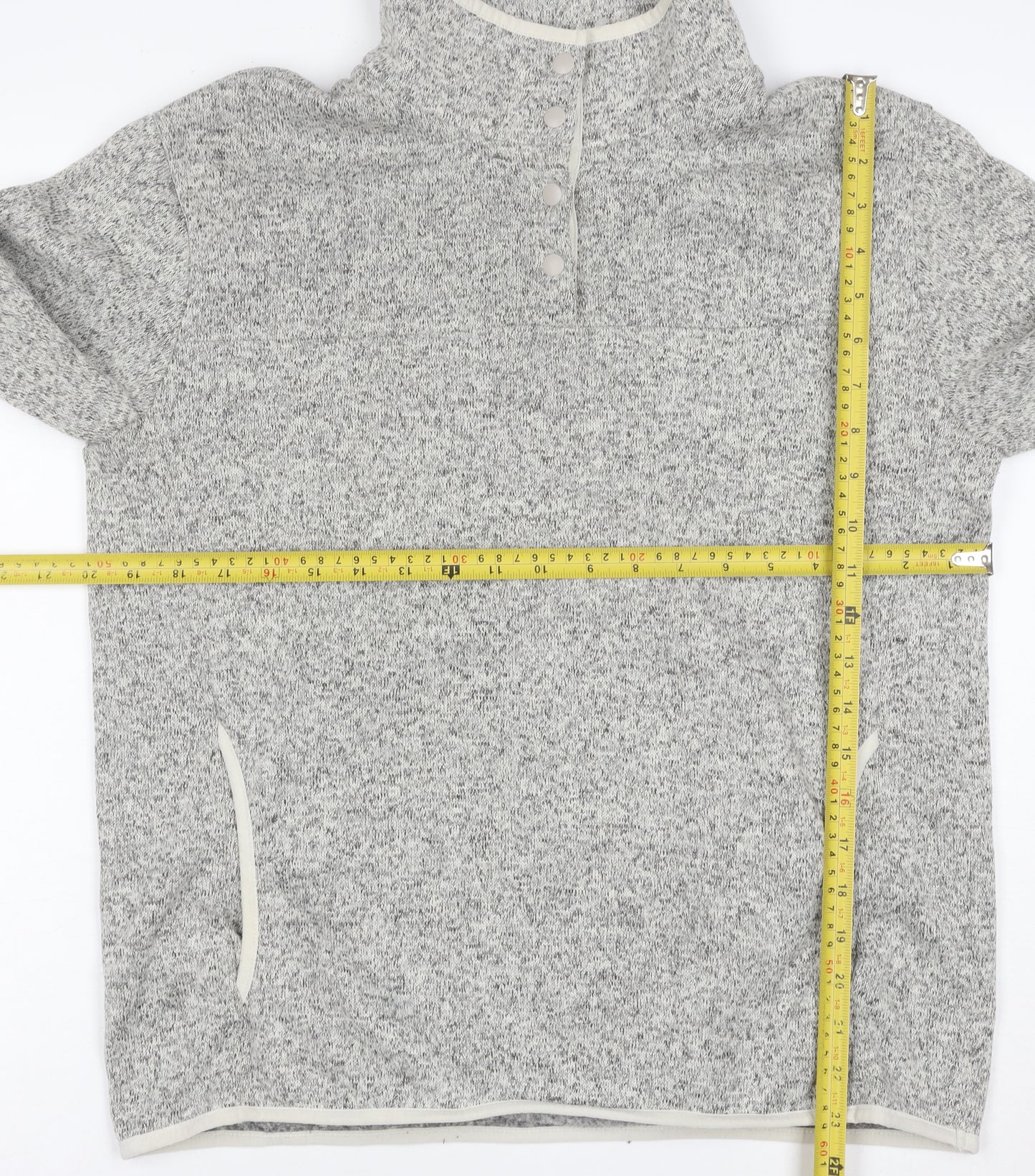 Eddie Bauer Mens Grey Fleece Henley Sweatshirt Size L