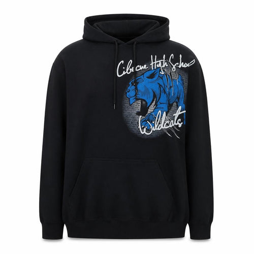 Gildan Men's Black XL Pullover Hoodie Graphic Wildcats Fleece