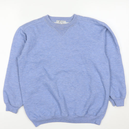 Jennifer Moore Petites Womens Blue Small Pullover Sweatshirt Cotton Blend
