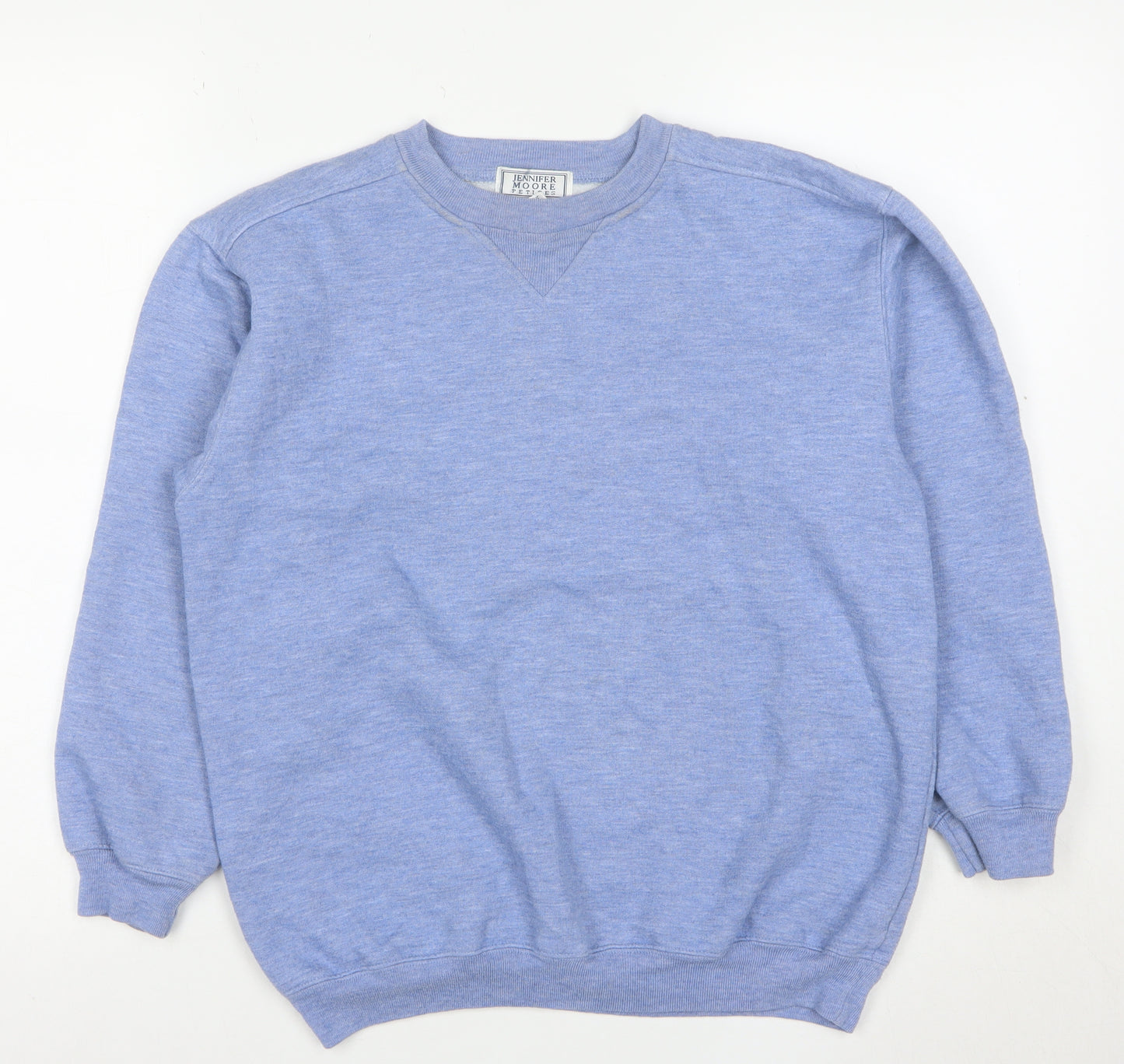 Jennifer Moore Petites Womens Blue Small Pullover Sweatshirt Cotton Blend